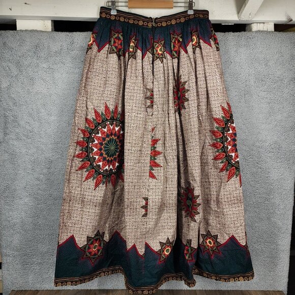 The African Shop Women's Size 18 Multicolor Ethnic Print Zip Full Maxi‎ Skirt - Picture 7 of 11